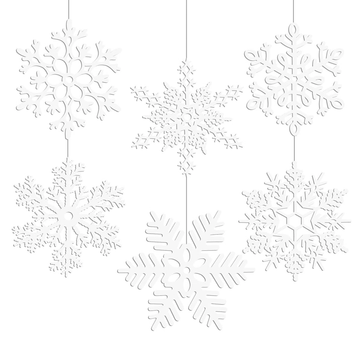 MIAHART 30,5 cm grandi fiocchi di neve bianchi ornamenti 6 pezzi grandi plastica glitter fiocchi di neve ornamenti per albero di Natale inverno interno esterno