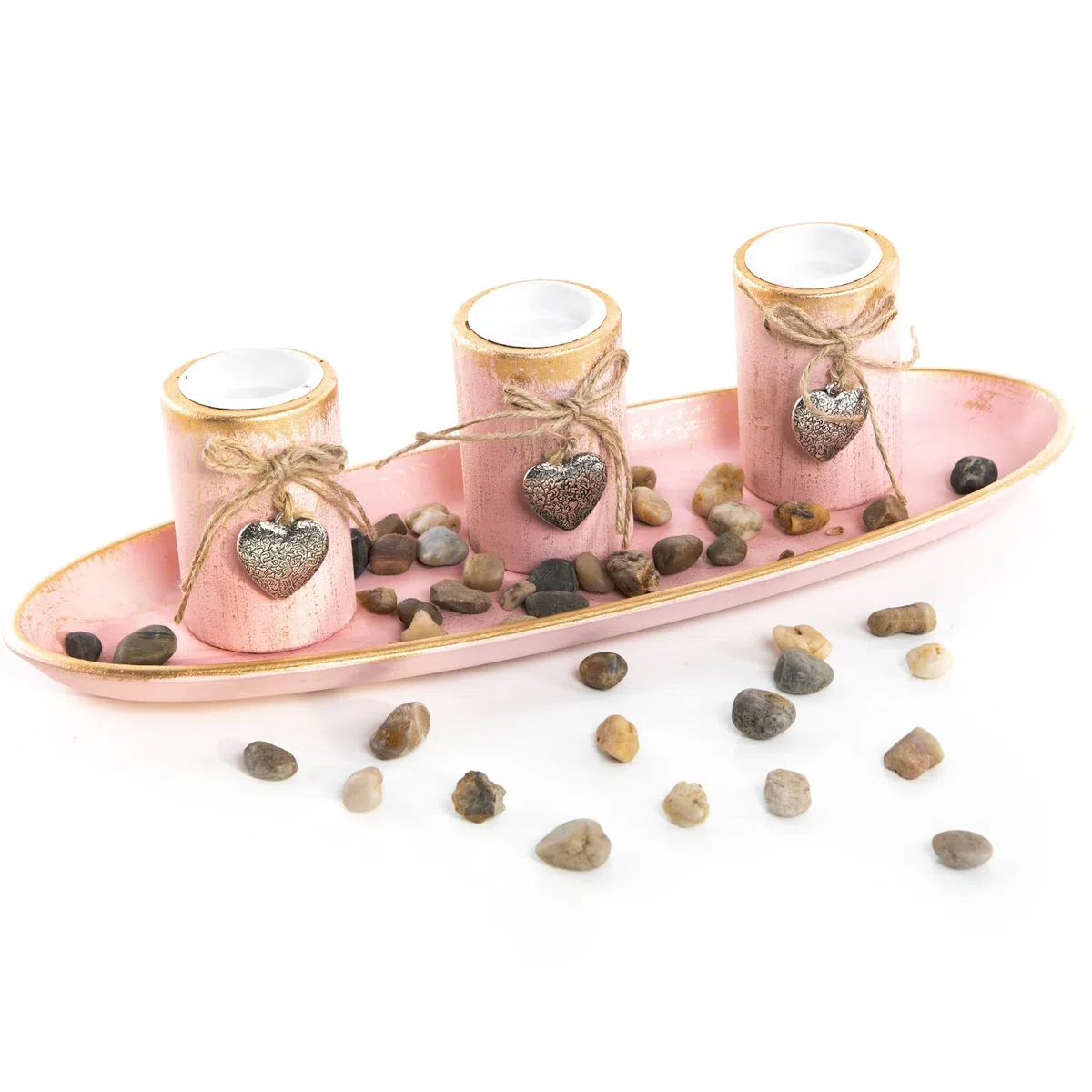Logbuch-Verlag Candeline rosa oro cuore decorazione 39 cm decorazione da tavolo compleanno matrimonio Natale regalo