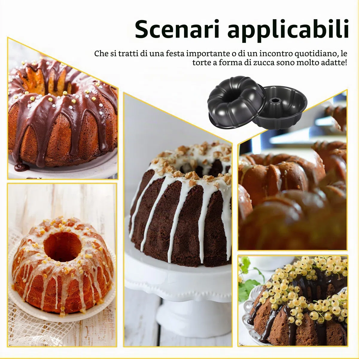2 Pezzi Stampo Torta teglia Stampo per Ciambella con Tubo da forno in Acciaio con Rivestimento Antiaderente da Forno per Biscotti e Torte 24 cm (Nero)