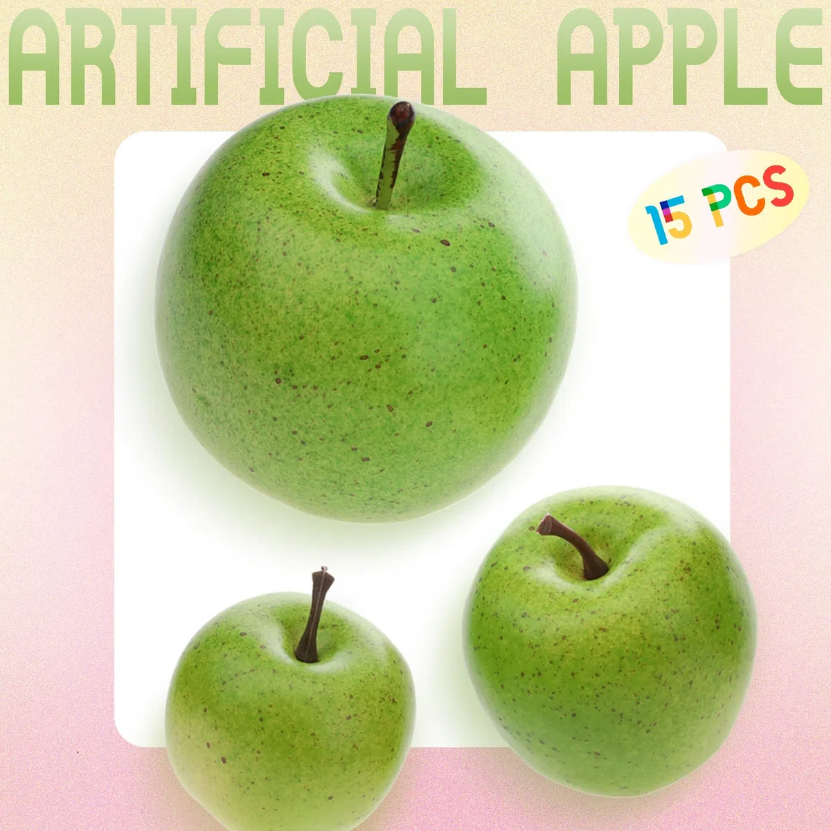 Gresorth 15 Pezzi Artificiali Verde Mela Decorazione Falso Frutta Modello Realtà Simulazione Vegetale Ornamento Compleanno Partito Ringraziamento