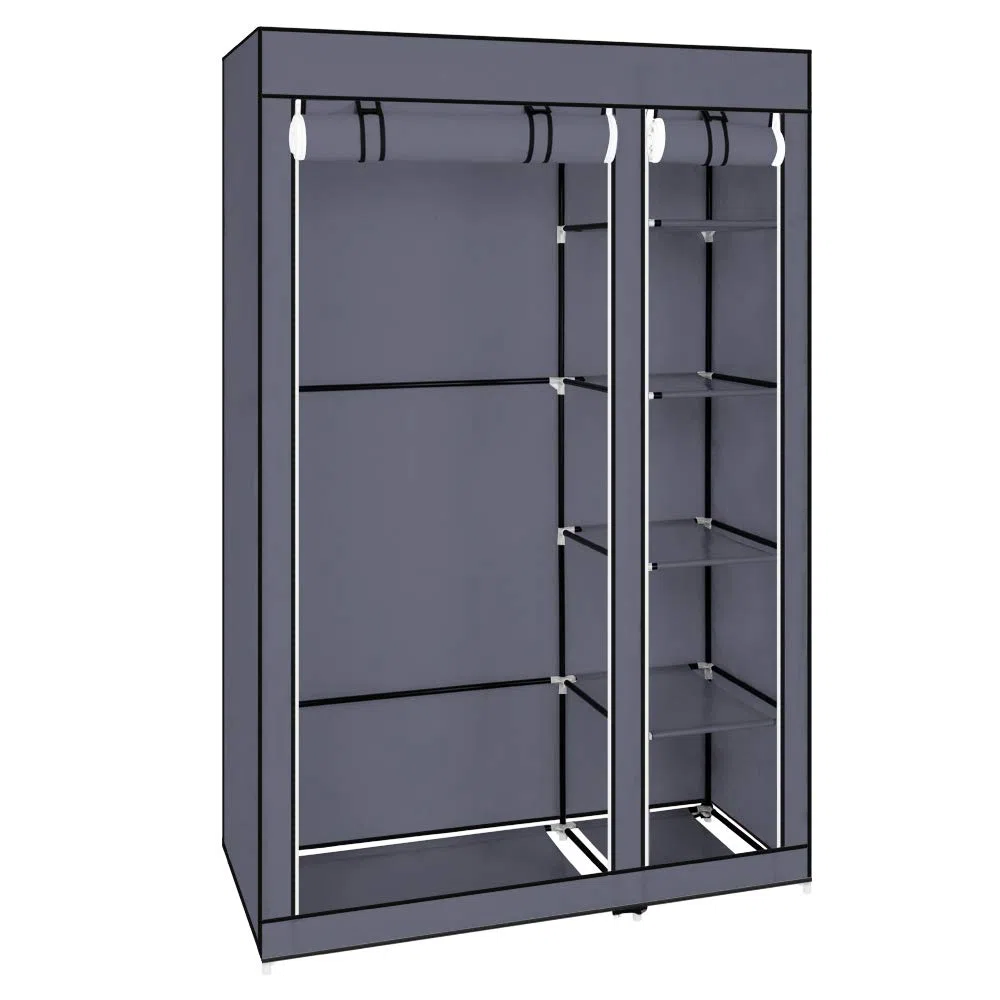 Alightup Armadio Camera Armadio da Riordinare Guardaroba Camera Appendiabiti in Tessuto Porta Vestiti Portatile per Camera da Letto da Adulto 5 Strati 6 Cubi, 110 x 45 x 175 cm, Grigio
