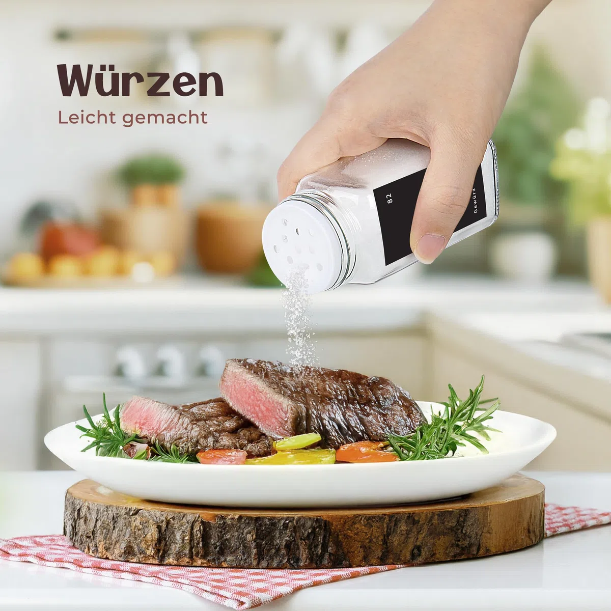 Set di 24 barattoli per spezie – Contenitore per spezie in vetro da 120 ml con coperchi in bambù, inserti per spargere, etichette, imbuto e spazzola, dispenser per spezie con accessori