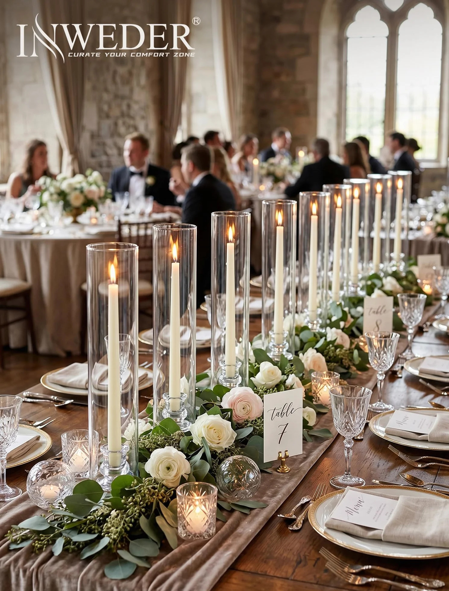 Portacandele in vetro Hurricane, alto 30,5 cm, con coperchio cilindrico antivento, trasparente, per matrimoni, feste, compleanni, Natale, decorazioni per la casa, set di 2