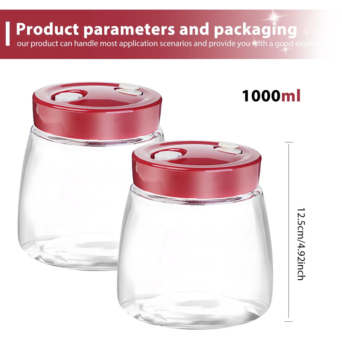 BYZESTY 2pcs Barattolo Di Fermentazione 1000ml Barattoli Di Fermentazione Con Valvola Di Rilascio D'Aria, Barattolo Di Fermentazione Barattolo Di Vetro Per Fare Sottaceti Kimchi, Crauti