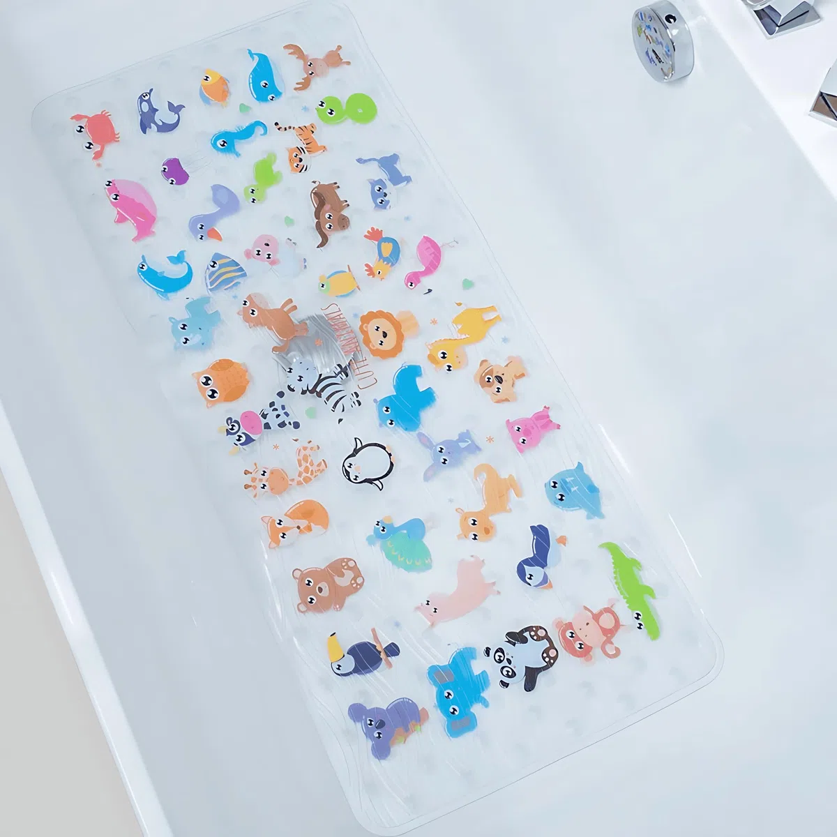 Tappetino per vasca da bagno antiscivolo con disegno di cartoni animati - 90 * 40 CM, taglia XL, grande, antiscivolo, per pavimenti, tappetini per vasca (Zoo DWY)