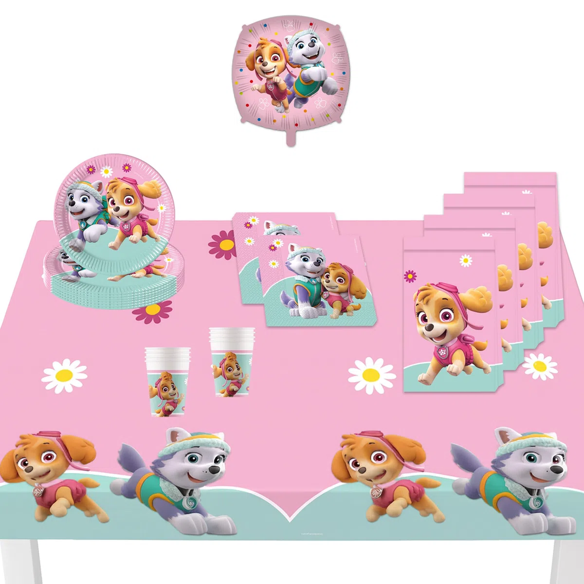 Procos 10215312DY - Set da festa Skye e Everest, stoviglie monouso da 46 pezzi per feste di compleanno e feste a tema per bambini, decorazione della tavola