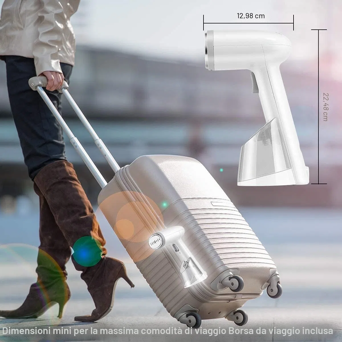 Ferri da viaggio Ferro da Stiro Verticale a Vapore, Mioduro Mini Stiratrice Verticale 20s Riscaldamento, Portatile Rimozione Rughe Tessuto con Pennello Ferro da Stiro a Vapore per Tende