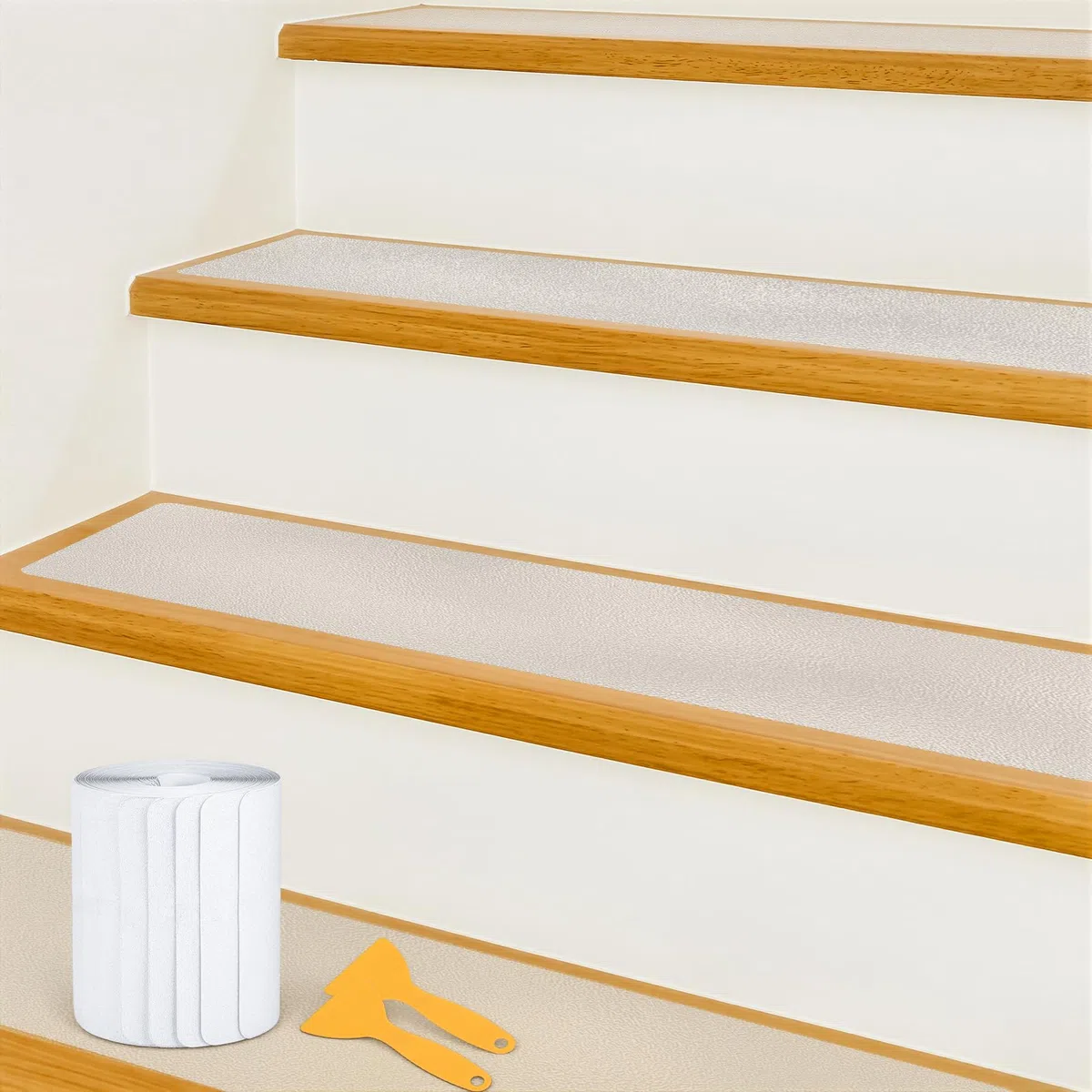 Antiscivolo Tappeti Strisce per Scale 15 x 80 cm, 15Pezzi Impermeabile Trasparenti Tappetini per Scale in Legno, Marmo e Pianerottoli, Autoadesivi e Facili da Tagliare