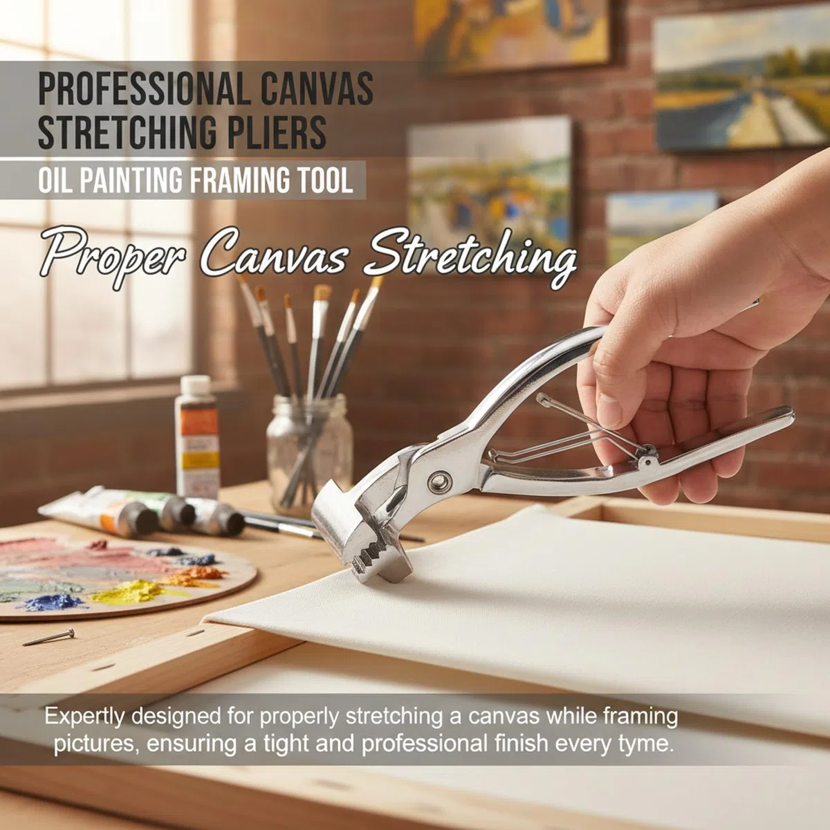 Morsetto in lega di zinco professionale sustvita, pinze di tela che allungano la pittura ad olio strumento di inquadratura con mascella larga 6 cm e design ergonomico