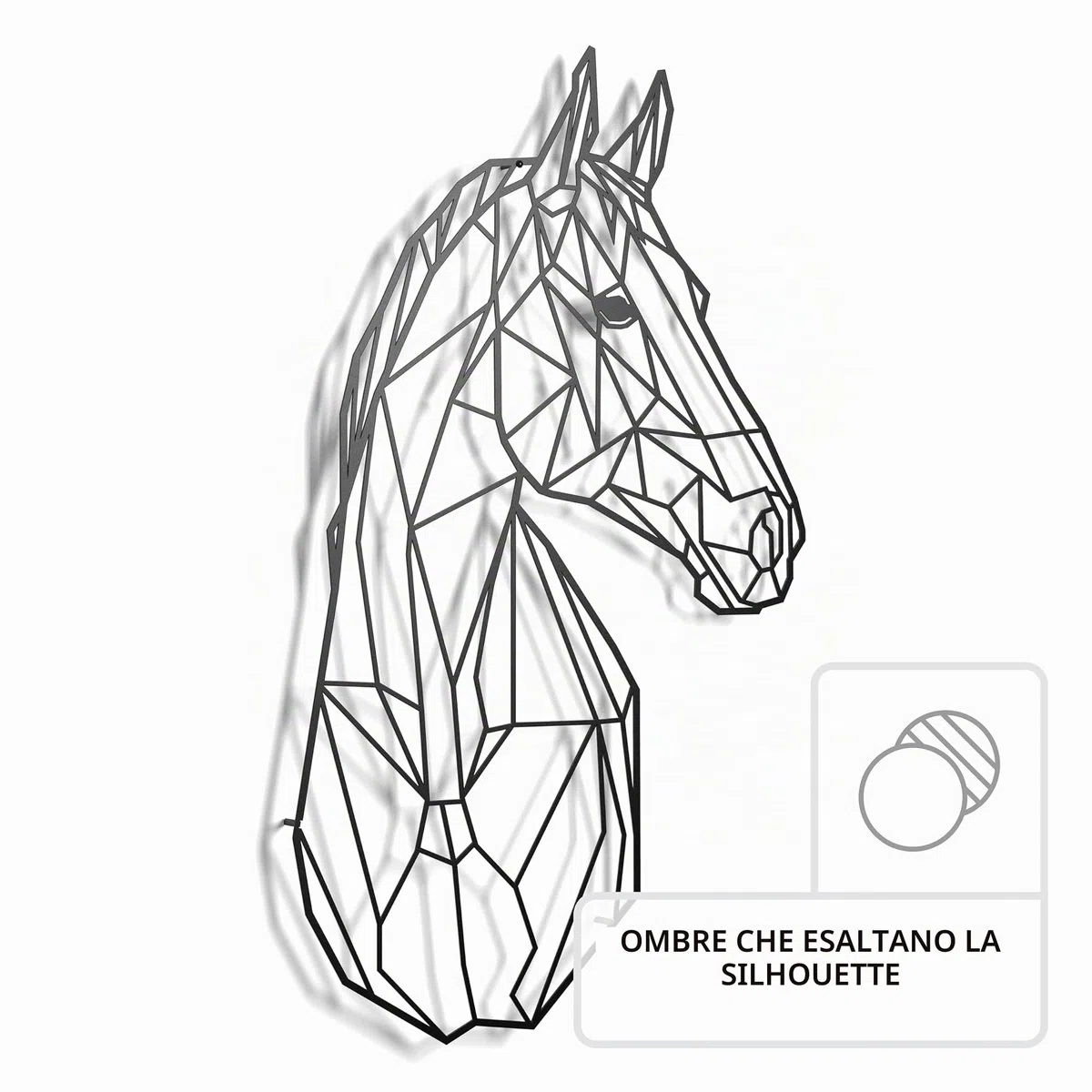 keluly Decorazione in metallo - Scultura da parete galleggiante, con ombre, in acciaio (43 x 31 cm, cavallo)