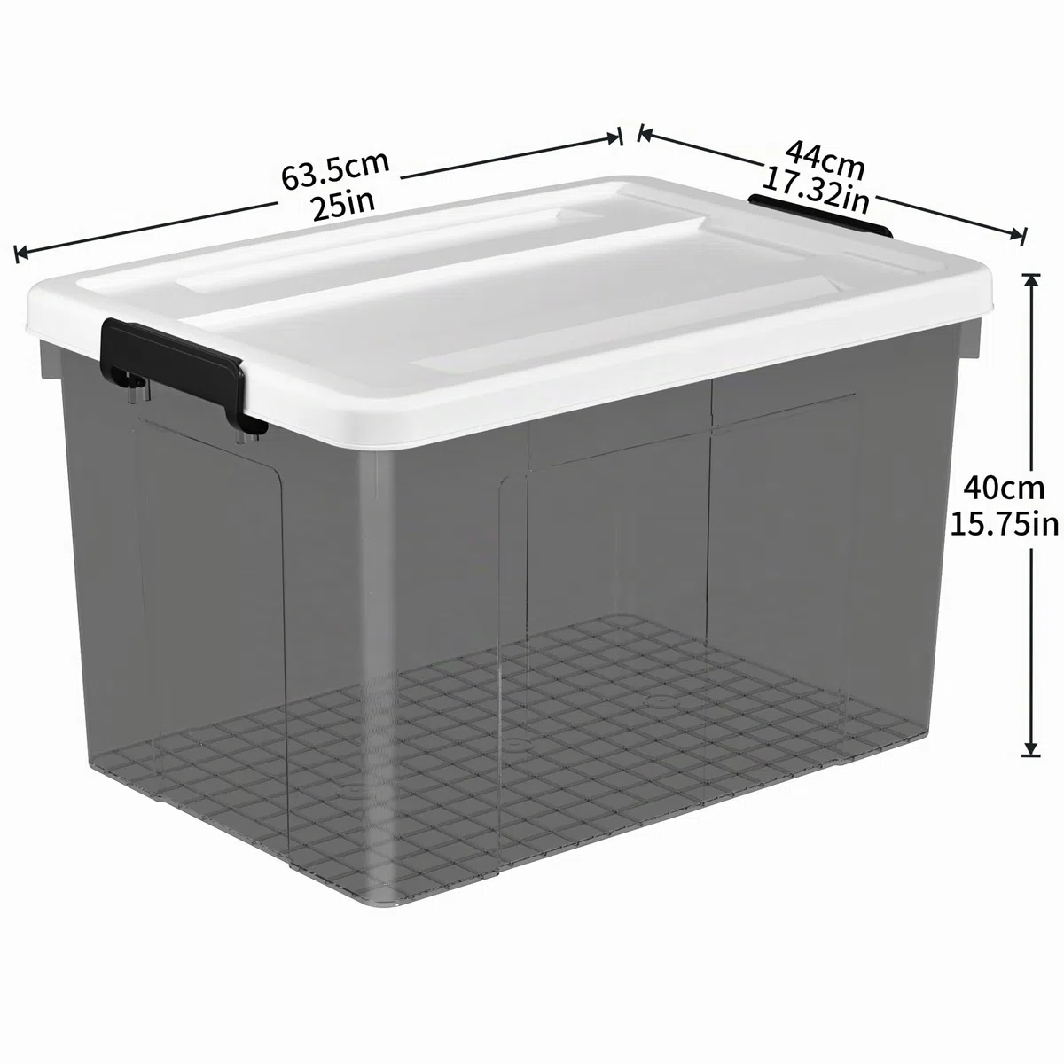 Cetomo 90L*3 Scatole di Stoccaggio in Plastica, Scatole Portaoggetti con Coperchio, Organizzatore, Contenitori per Casa e Ufficio, Impilabile, Resistente, Nero Chiaro, 90L - Confezione da 3