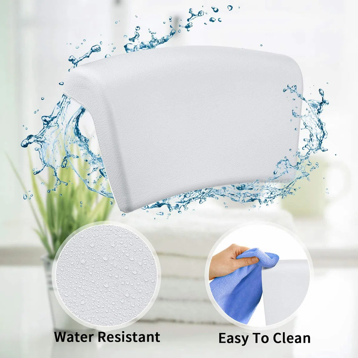 Lonkenn Cuscino da Bagno, Spa Bath Pillow, Cuscino di Vasca da Bagno con Antiscivolo Ventose, Impermeabile Cuscino per Collo Testa Vasca da Bagno,Poggiatesta Ergonomico per Tutti i Tipi di Vasca e Spa