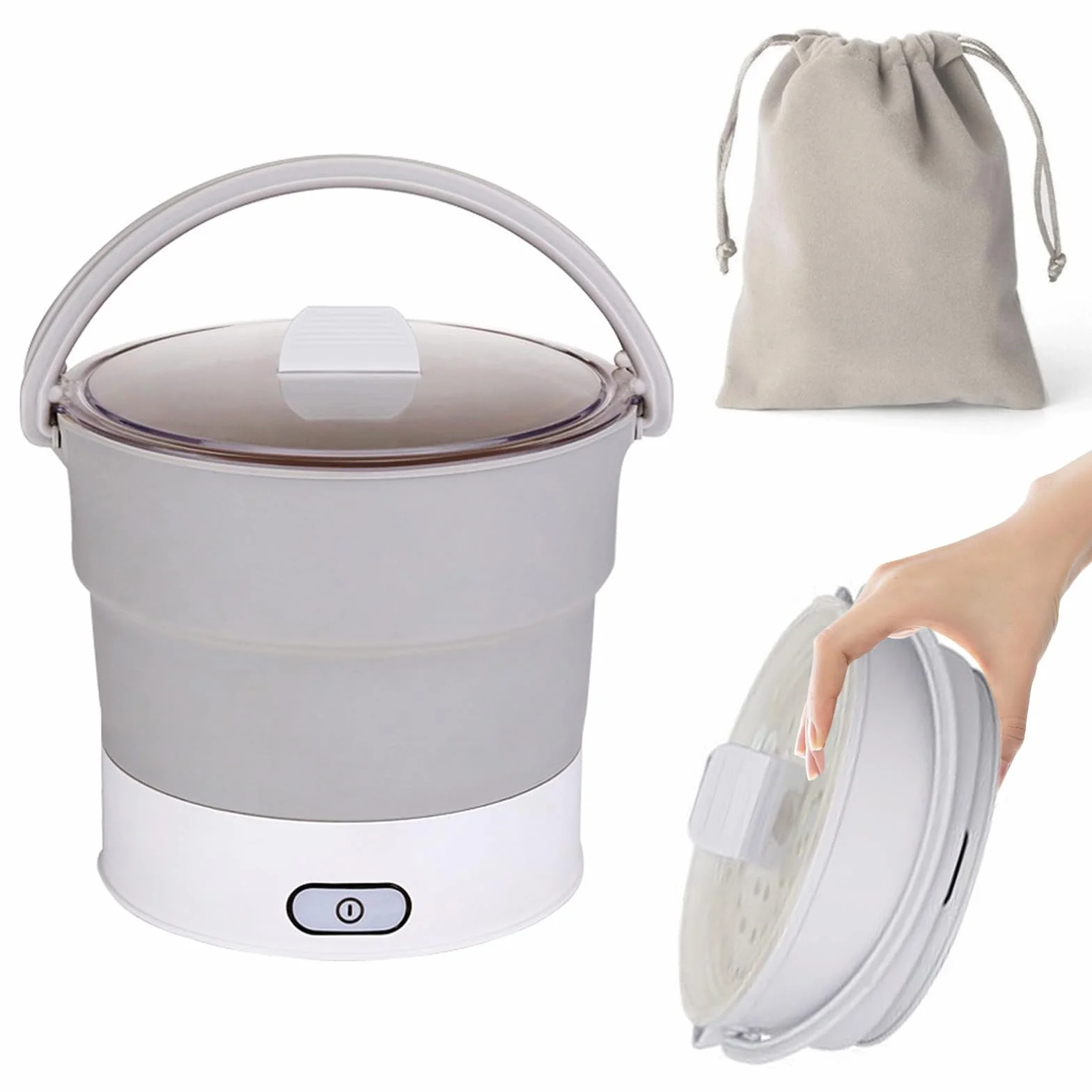 Pentola elettrica pieghevole da viaggio, portatile, 1 l, mini pentola da viaggio, per dormitorio, campeggio, casa, ufficio