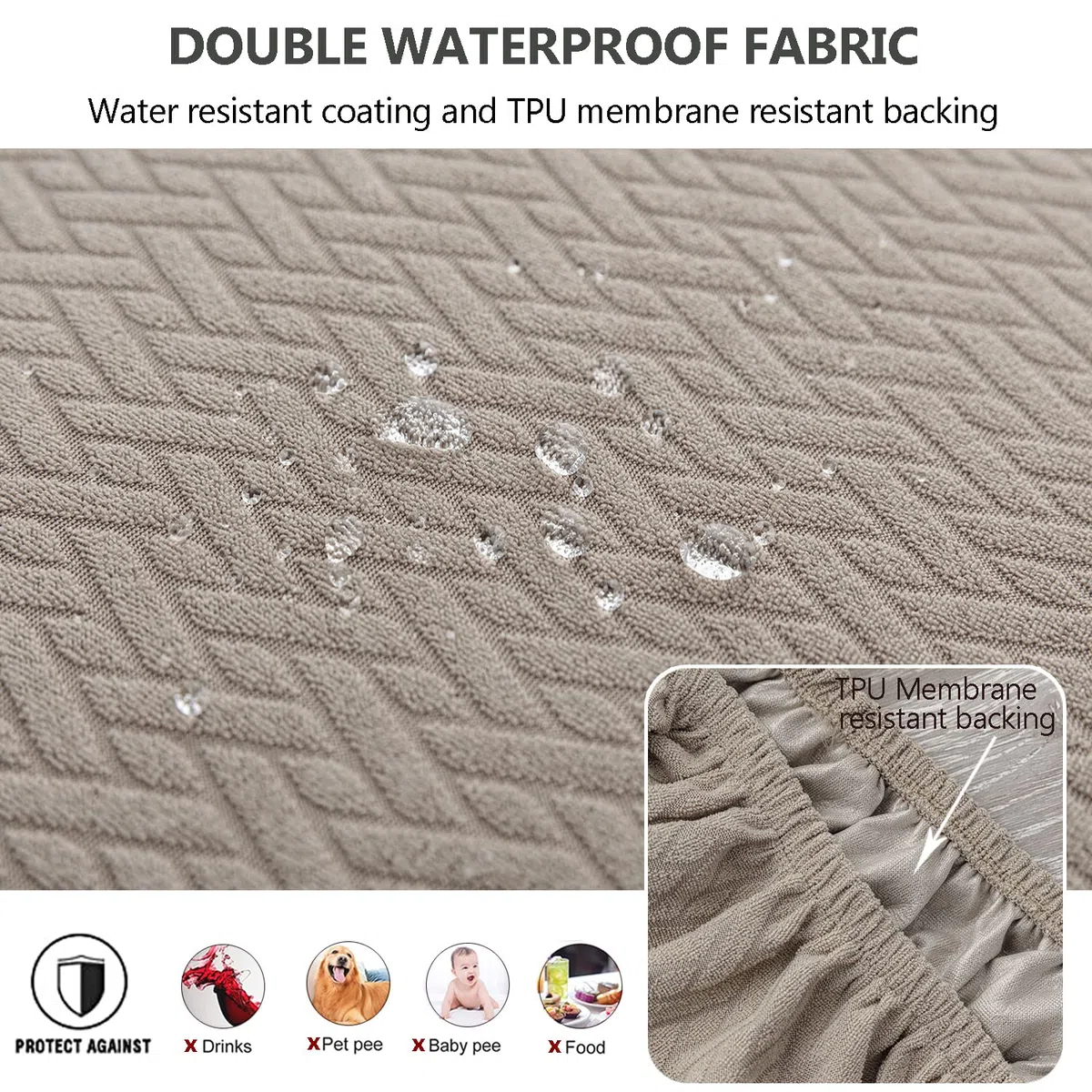 Coprisedili per sedie Impermeabili in Jacquard con Reticolo Elasticizzato 1/2/4/6 Pezzi Coprisedie per sedie da Pranzo Coprisedie per Cucina (Cachi,4 PCS)