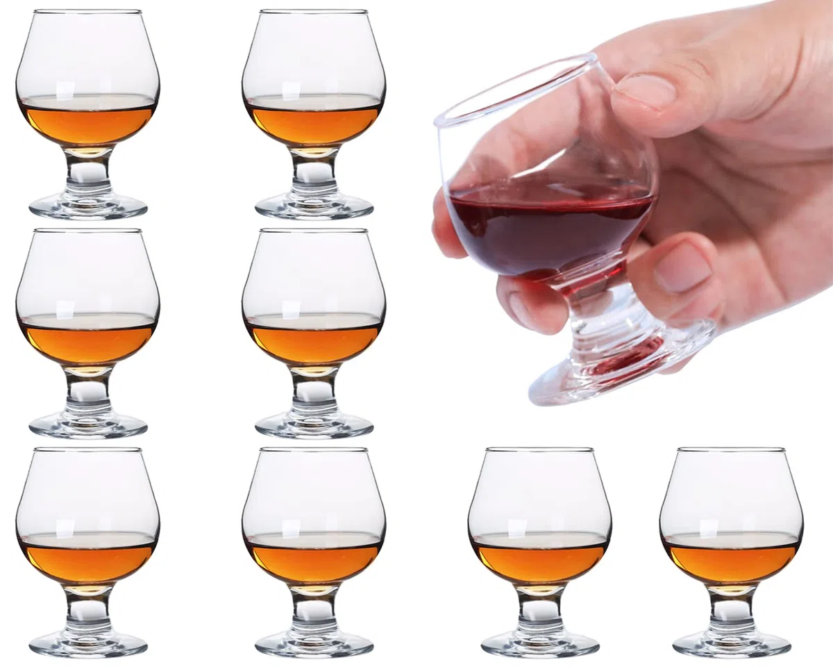 Bicchieri da shot da 50 ml, set di 8 graziosi bicchieri da brandy cognac, trasparenti da shot, mini bicchiere da brandy