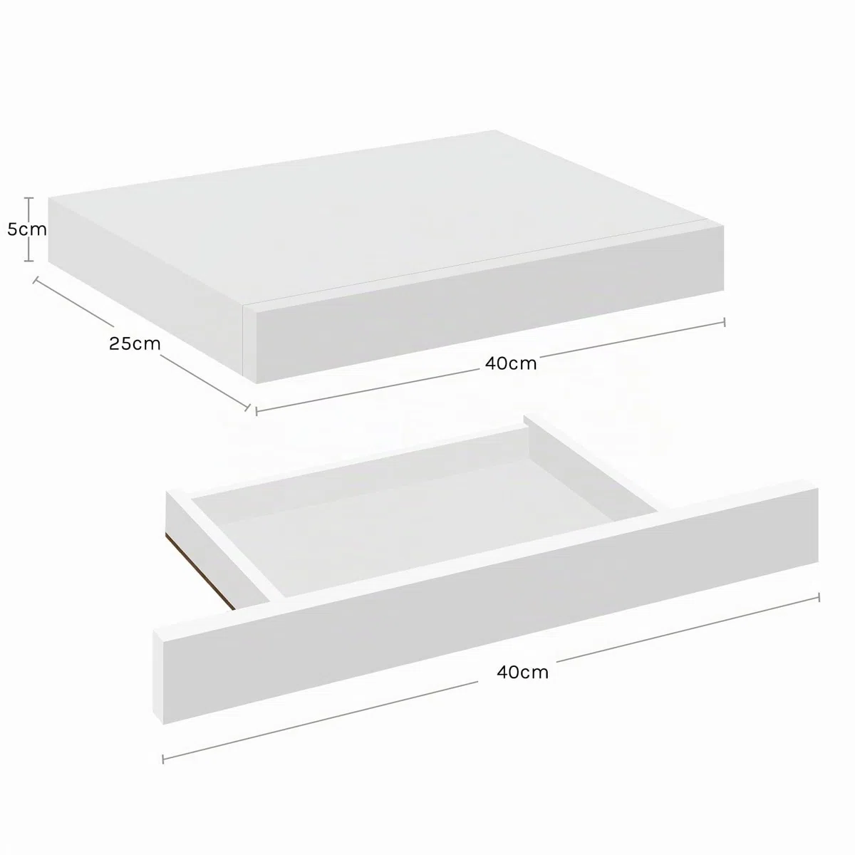 WOLTU Mensola da Muro, Scaffale Parete Moderno, Mensola con Cassetto in MDF per Soggiorno, Camera da Letto, Cucina, 40x25x5cm Bianco, RG9344ws