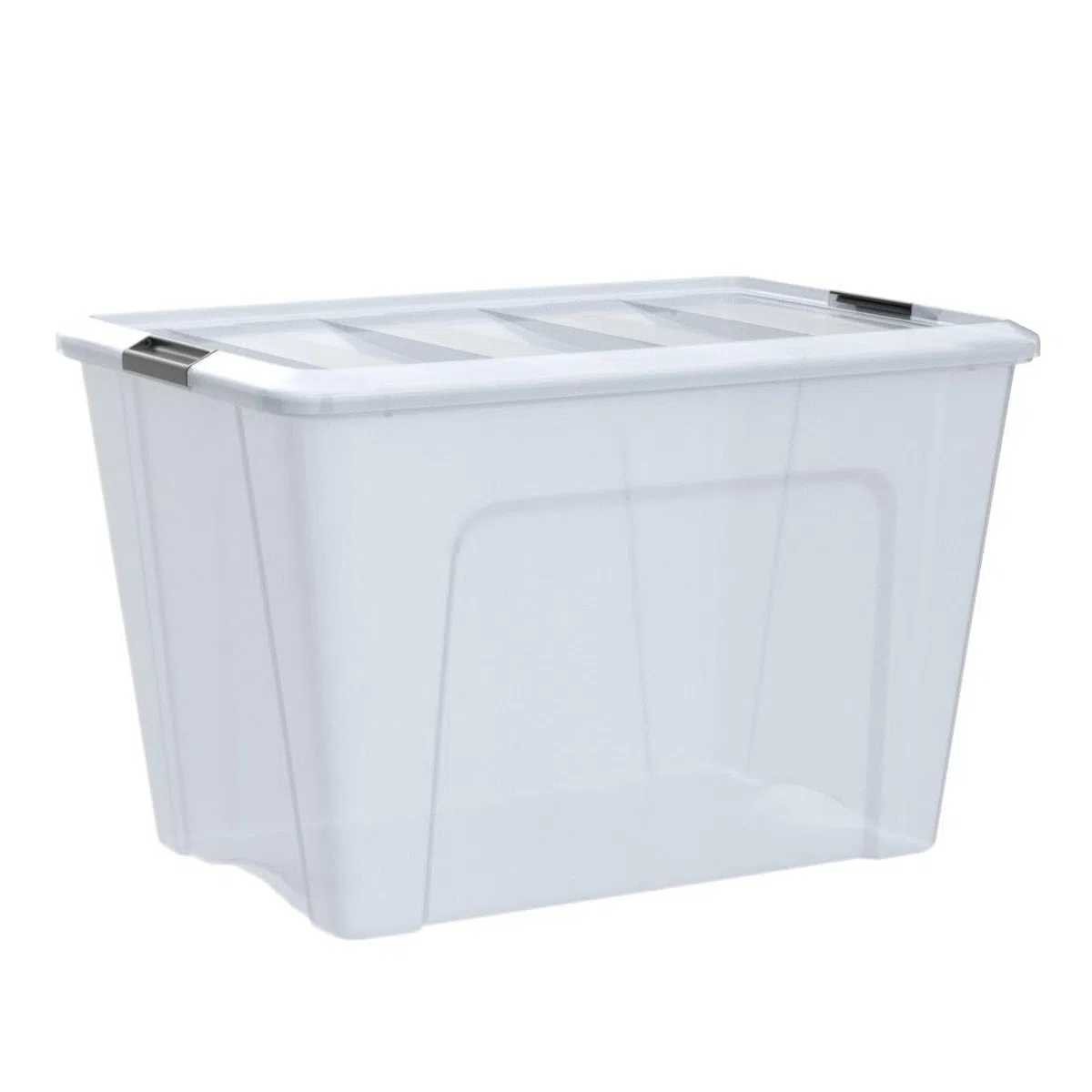 Iris Ohyama Scatole Portaoggetti in con Coperchio, 60L, Lotto di 4, Trasparente, Clip di Bloccaggio, Empilabile, Maniglia, Per Camera, Armadio, Ufficio, Organizzatore, Senza BPA, DDNTB-60