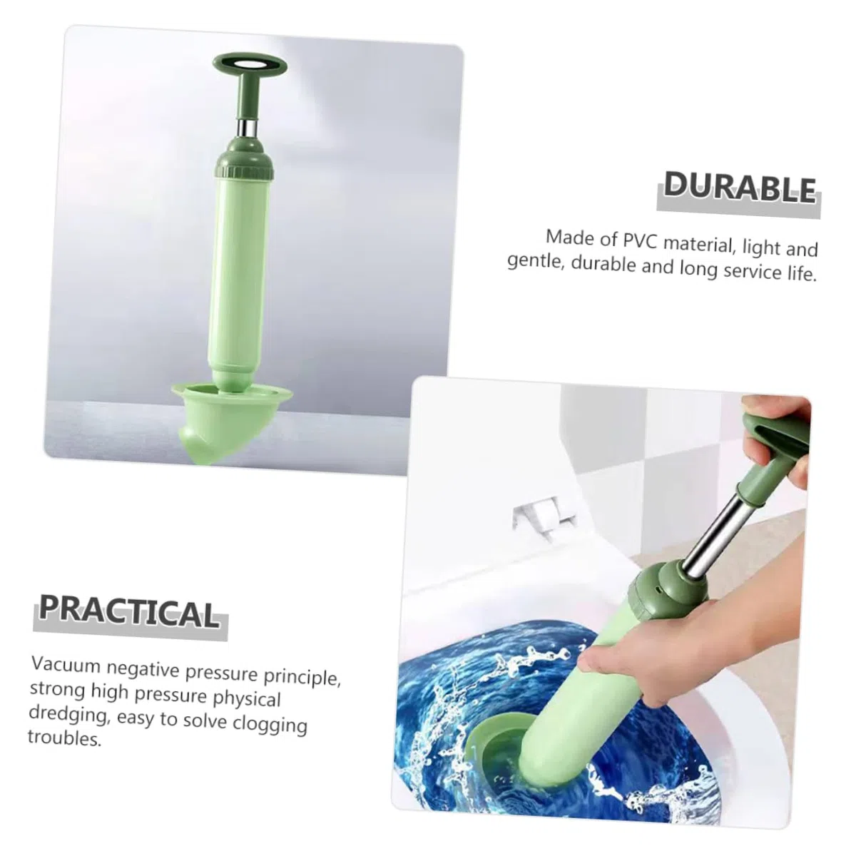 PartyKindom Stantuffo per WC in PVC di Colore Chiaro, Facile da Sbloccare e Compatibile con Maggior Parte degli Scarichi, per Pulizia in Casa e Ufficio