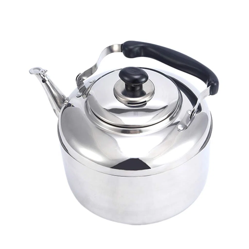 Fenteer Bollitore per tè Fischietto Teiera in Acciaio Inox per Cucina A Casa Campeggio All'aperto Stufa A Gas 4L/5L/6L - Argento, 4L