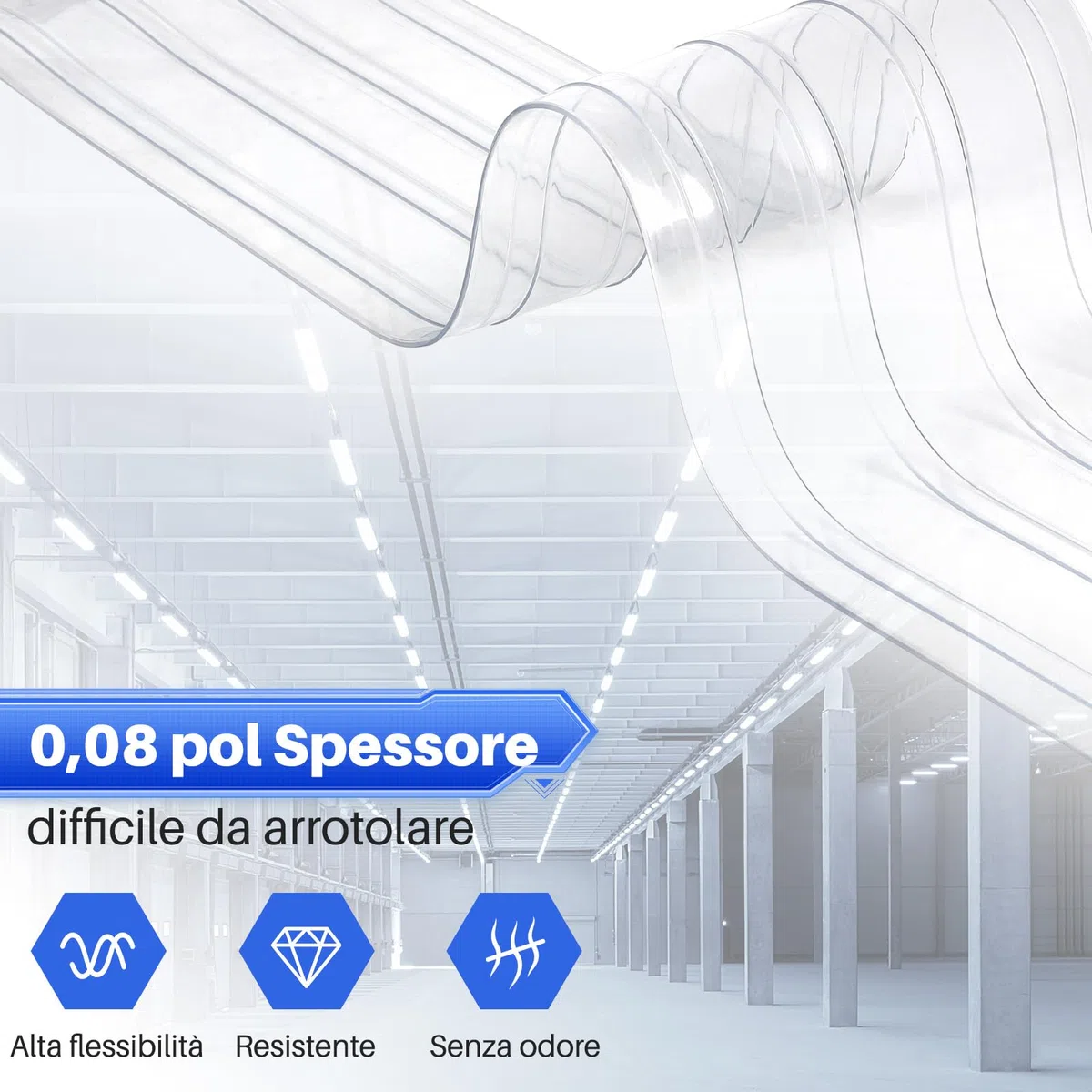 SHANNA Porte a Persiana 100 * 225cm Tenda Porta Trasparente Tenda a Strisce in PVC, Tenda AntifreddoResistente Alle iIntemperie Termica Isolante Freddo Chiusura per Magazzini, Garage e Supermercati