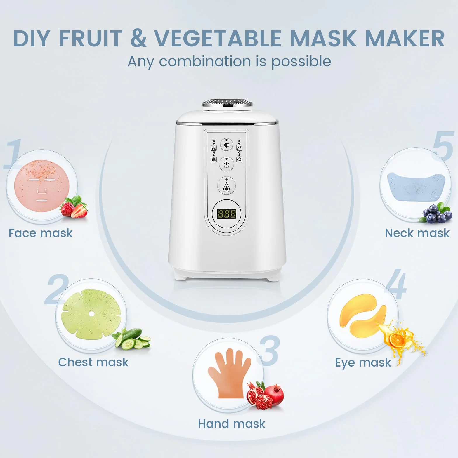 Maschere per il viso, set di maschere per il viso, 32 pezzi, collagene, frutta naturale fai da te, maschere per la vista fai da te, linguaggio intelligente, pulizia automatica