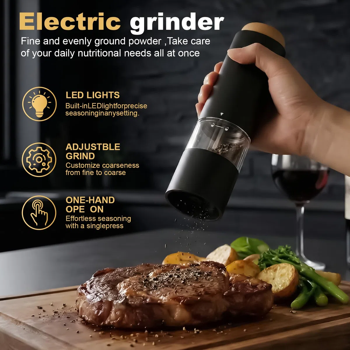 2 Pezzi Macina Sale e Pepe,Macina pepe elettrico,Macina sale elettrico,Elettrico a Batteria Macinaspezie,Rugosità regolabile,Luce LED,Nucleo macinante in ceramica,Perfetto per cucina (Verde)