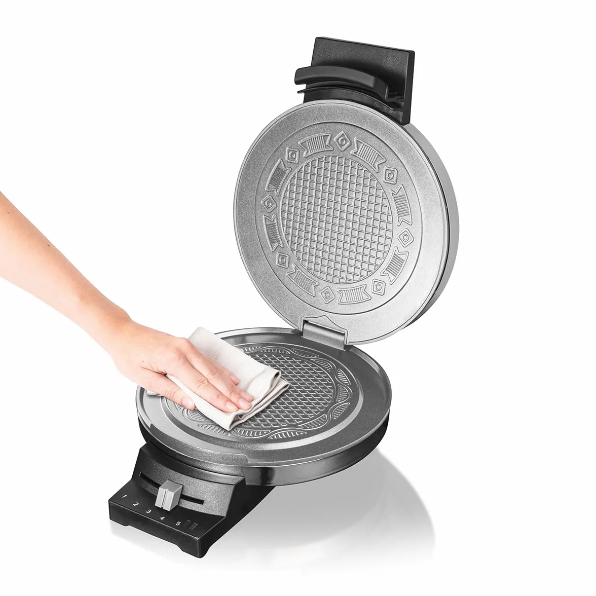 Cloer 285 Piastra per Coni, per coni sottilissimi e croccanti, 800 W, diametro piastra di cottura 15 cm, piastre di cottura pesanti, grado di doratura selezionabile, segnale acustico e spia di cottura