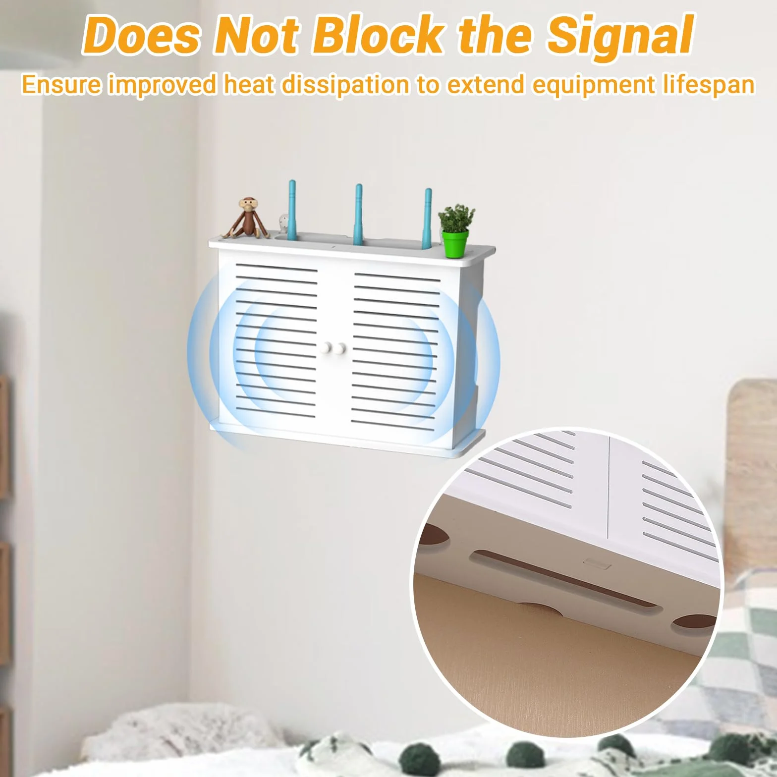 GAESHOW Scatola Portaoggetti per Router WiFi, Scatola Router Wifi Da Parete, Mensola router A Parete, Porta Modem, Organizer per Cavi per la Decorazione Della Casa