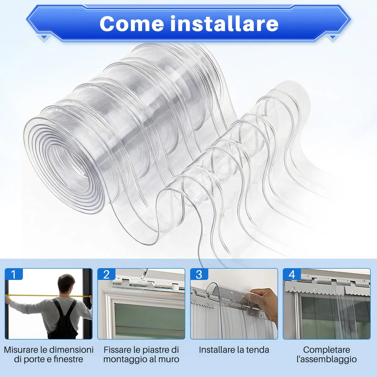 SHANNA Porte a Persiana 100 * 225cm Tenda Porta Trasparente Tenda a Strisce in PVC, Tenda AntifreddoResistente Alle iIntemperie Termica Isolante Freddo Chiusura per Magazzini, Garage e Supermercati