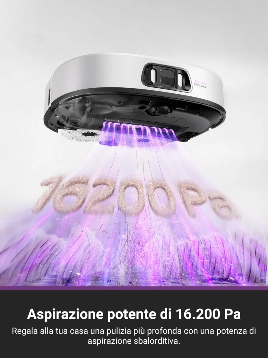 EUREKA J15 Pro Ultra Robot Aspirapolvere Lavapavimenti, Aspirapolvere Robot Potente Aspirazione 16200Pa, Lavaggio Mocio ad Acqua Calda a 75℃, Mappatura con AI, Stazione Autopulizia/autopulente