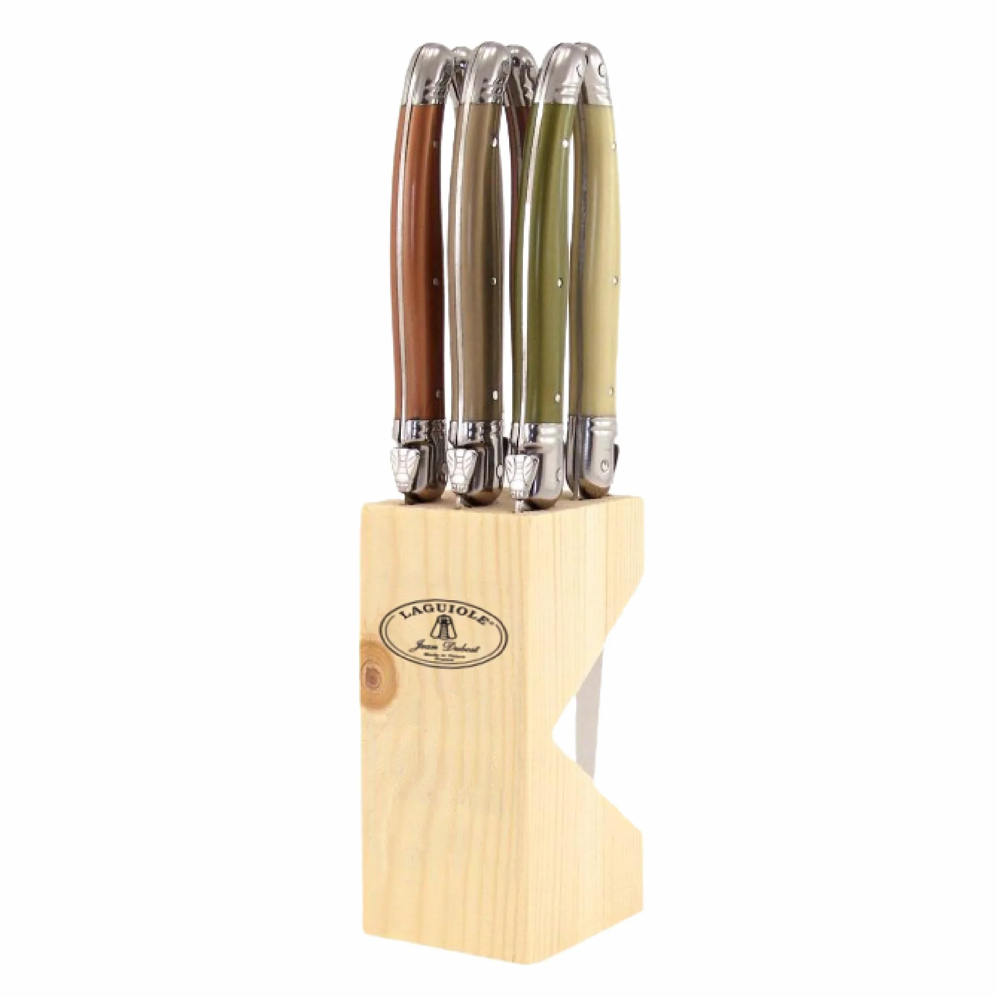 Laguiole Jean Dubost 5/16452 - Giocare Blocco di Legno per coltelli e 6 coltelli da Bistecca