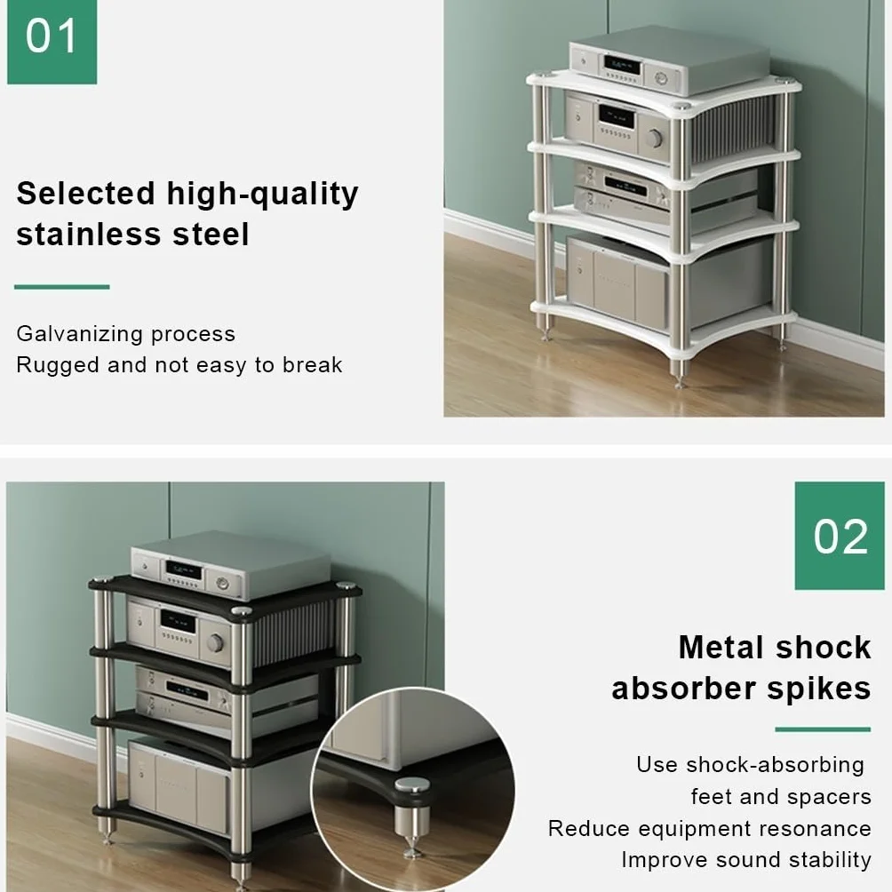 Scaffale AV Per Rack HiFi Supporto TV A 1/2/3/4 Livelli Mobile TV Mobile Per Amplificatore Hi-fi Mobile Per Apparecchiature Rack Per Altoparlanti Rack Per Amplificatore ( Color : Black , S : 60*48*85c