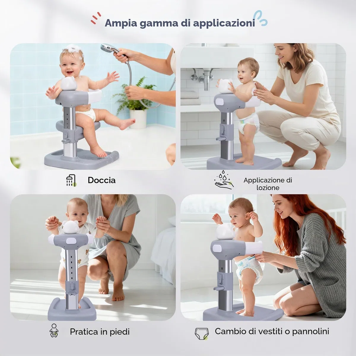 Supporto Doccia Bambini In Piedi, torre da bagno regolabile per bambini per alzarsi in piedi per alzarsi in piedi,Maniglia di Sicurezza per Bambini da 8 a 36 Mesi,per neonati e bambino
