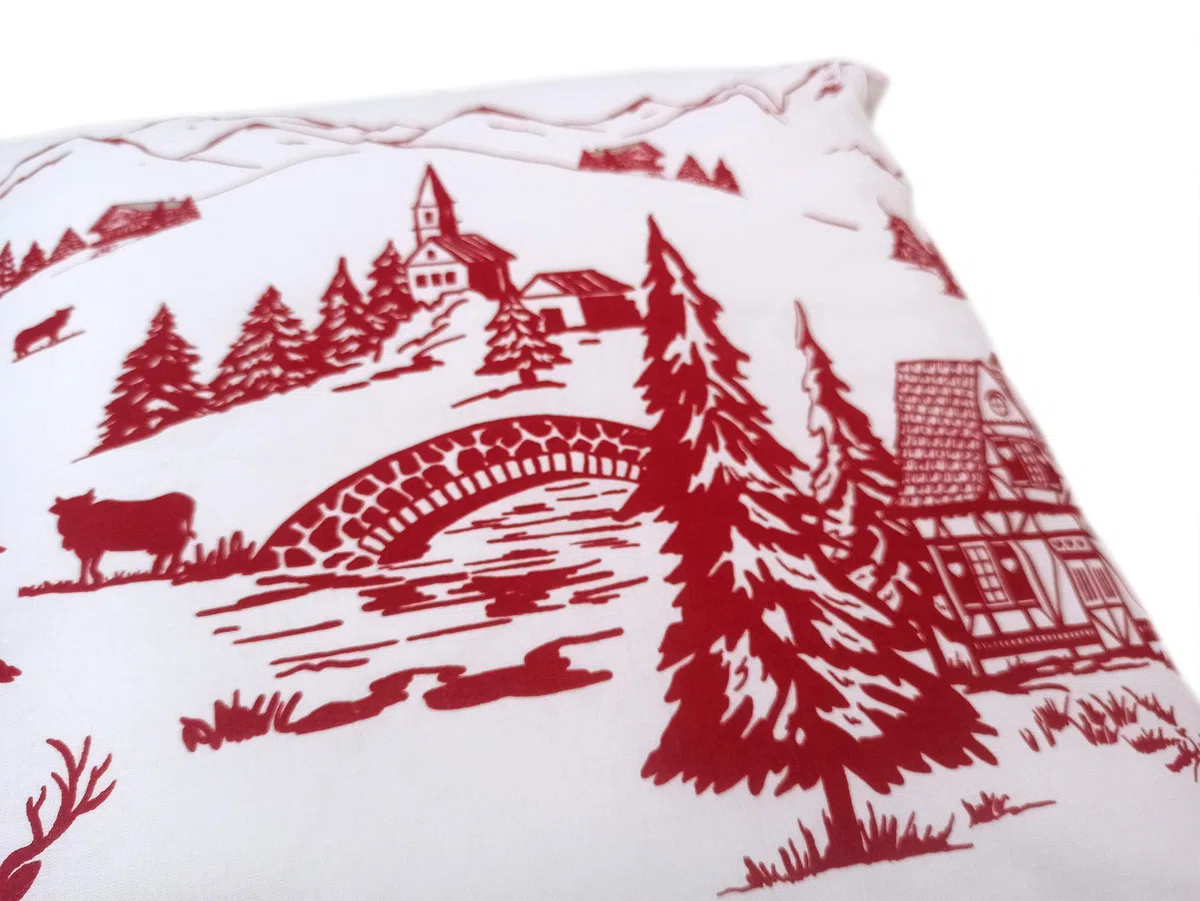 Coppia Cuscini ARREDO Tirolese MARMOLADA Bianco Rosso cm 40x40 Cuscino tirolo