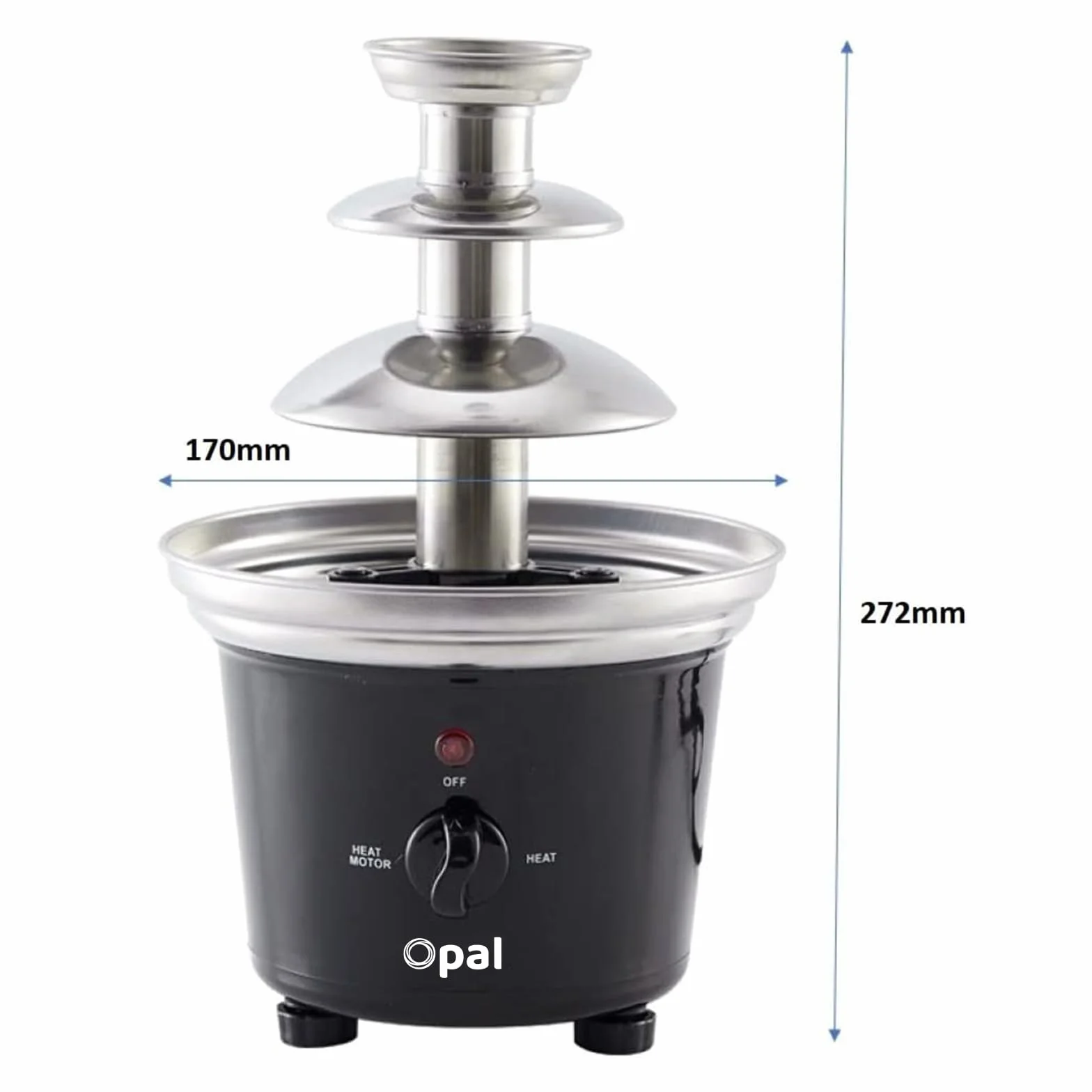 OCF17 Opal Grande 0.5L macchina elettrica a 3 livelli della fonduta della fontana di cioccolato dell'acciaio inossidabile con la base calda del vaso di fusione