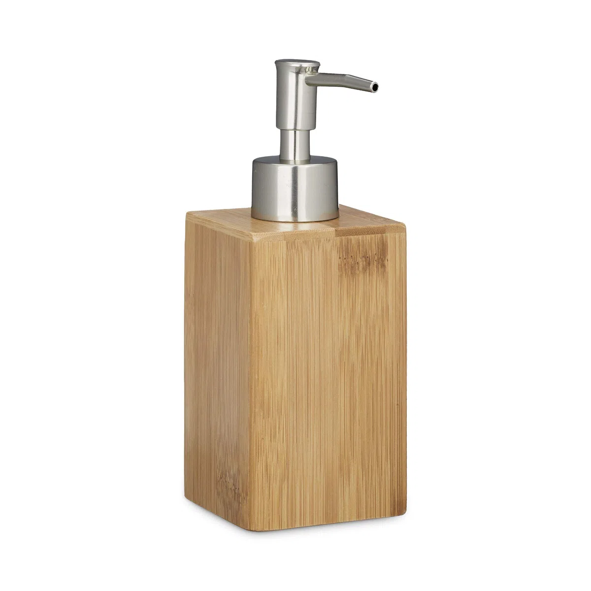Relaxdays Portasapone Liquido in bambù Squadrato, Manuale, Dispenser per Lozioni, Legno, Marrone, 18 x 6,5 x 8 cm