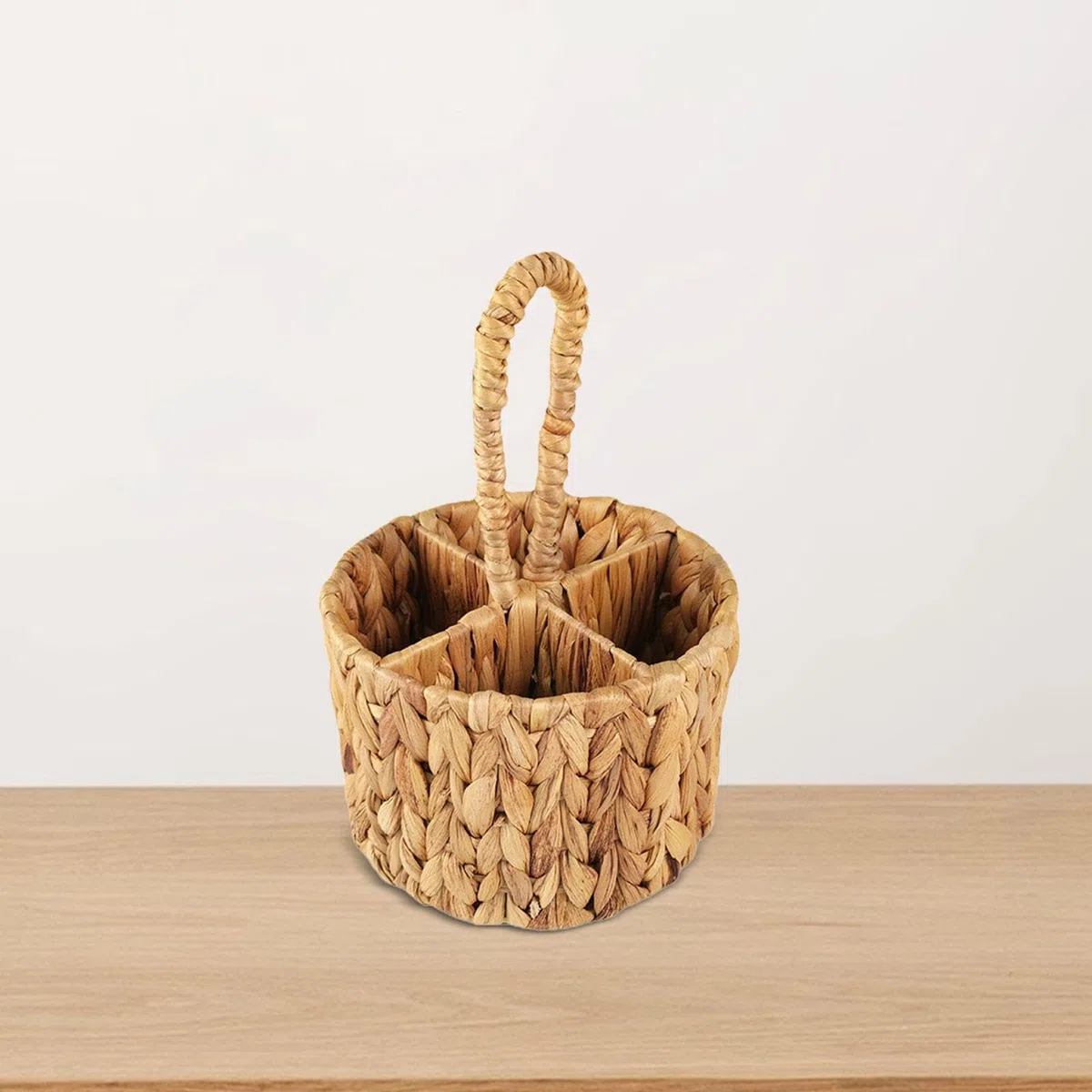Cesto portaposate in vimini, portaposate in giacinto d'acqua, organizer per utensili da cucina