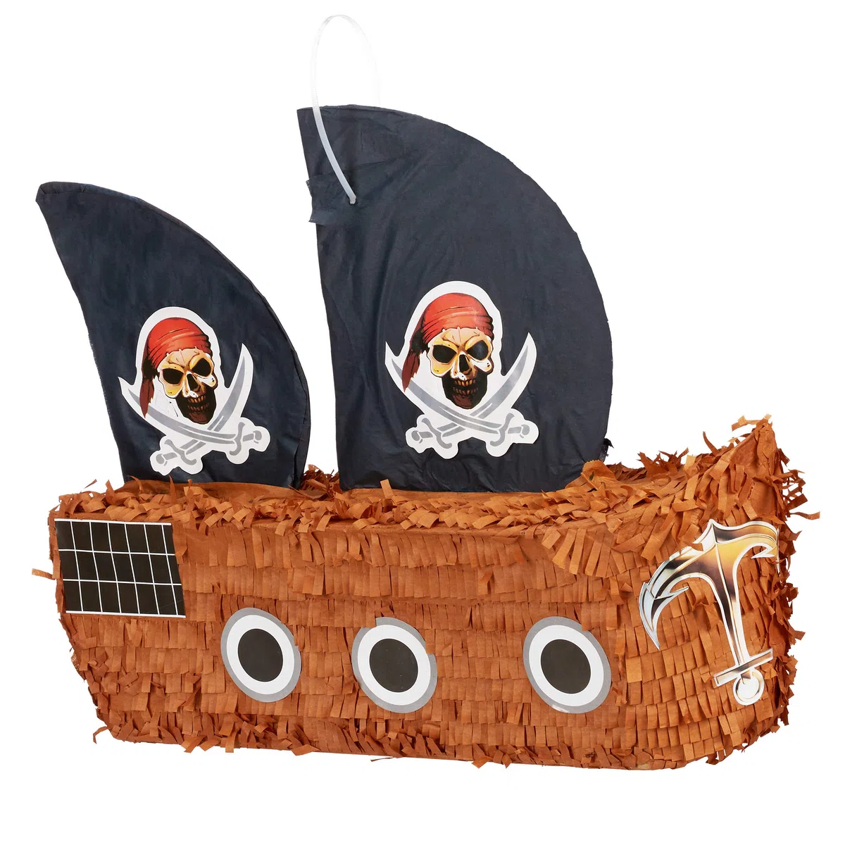 Relaxdays Pignatta a Forma di Nave dei Pirati, da Riempire, per Feste di Compleanno dei Bambini, da Appendere, in Carta, Grande, Colorata