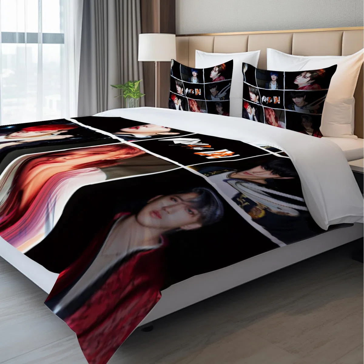 Stay Kids - Set copripiumino per federe, motivo SKZ 3D, copripiumino da 135 x 200 cm e federe da 75 x 50 cm, in morbida microfibra di cotone