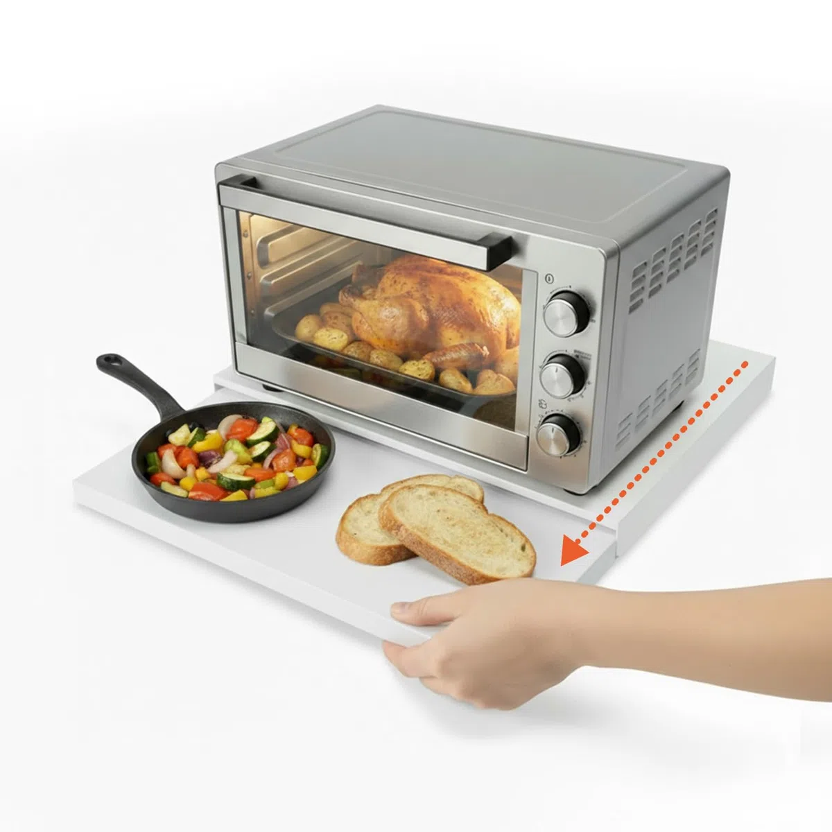 Avilia Scaffale Cucina Salvaspazio Estensibile 39-62 cm in Metallo – Alzatina Cucina Top con Ripiano Estraibile per Forno, Tostapane e Microonde – Organizzatore Cucina con Ganci e Antiscivolo