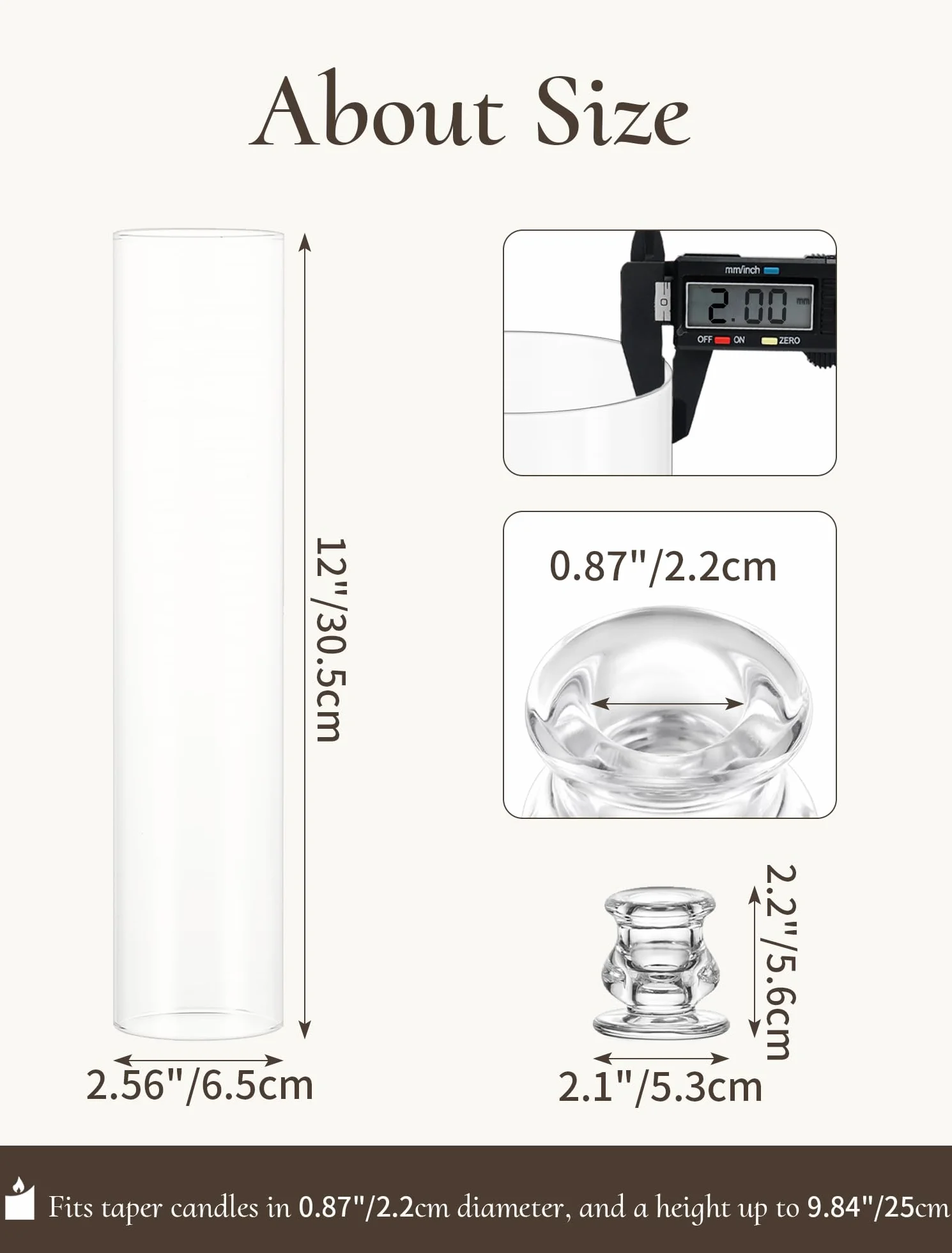 Portacandele in vetro Hurricane, alto 30,5 cm, con coperchio cilindrico antivento, trasparente, per matrimoni, feste, compleanni, Natale, decorazioni per la casa, set di 2