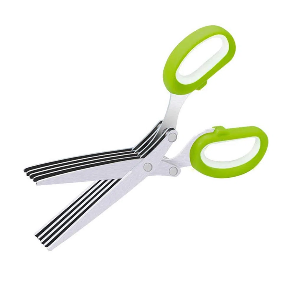 TARSHYRY Forbici per Erbe da a 5 Lame, Tritatutto e Tritacarne Multiuso, Tagliaverdure e Foglie con Coperchio e Spazzola per la Pulizia (Come mostrato)