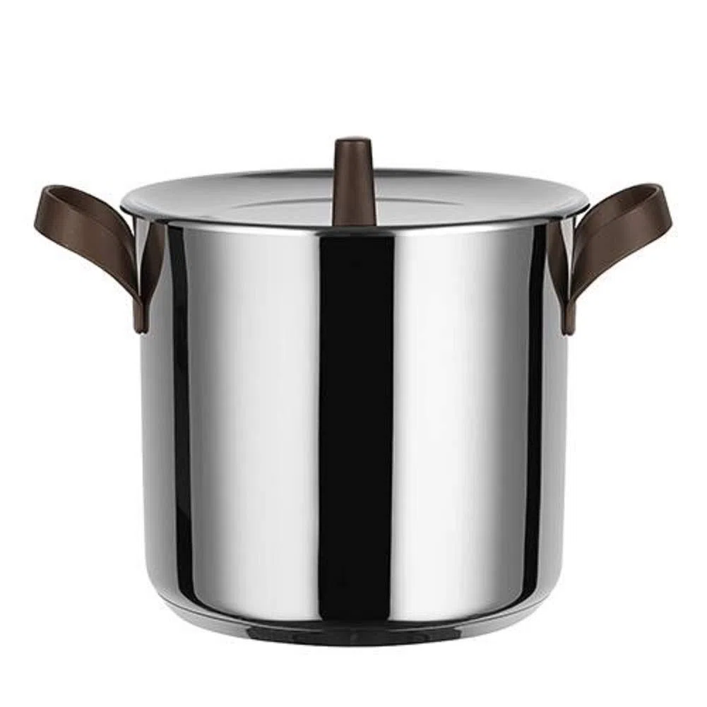 Alessi edo | PU200/24 - Coperchio in Acciaio Inox, Pomolo in Acciaio Inox con Rivestimento in PVD, Marrone