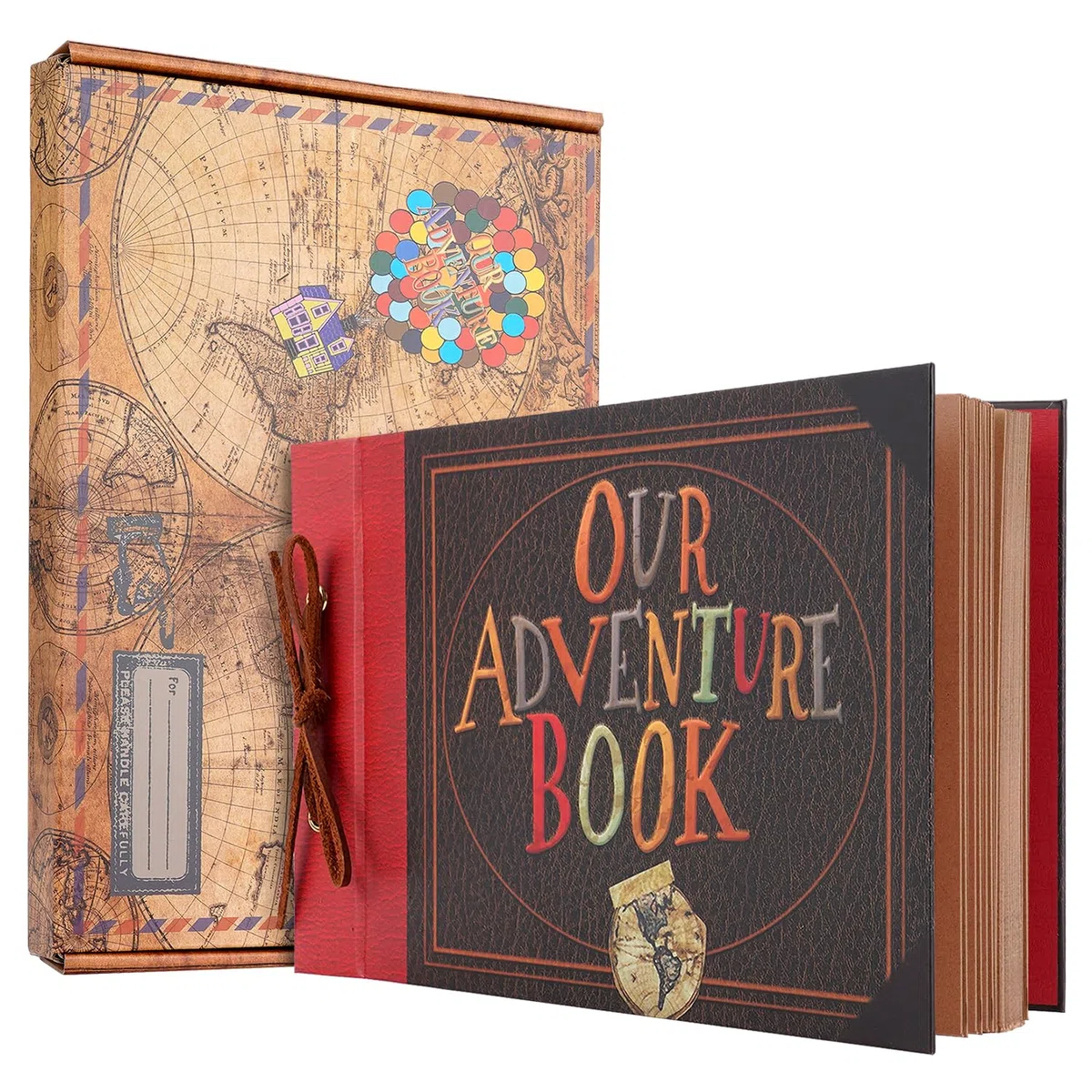 Combiubiu Album Fotografico per Ritagli "Our Adventure Book", Album Fotografico per Album di Ritagli 3D con Parole in Rilievo, Copertina Rigida, 29.5x19 cm, 80 Pagine, Album di Memoria per Coppie, per