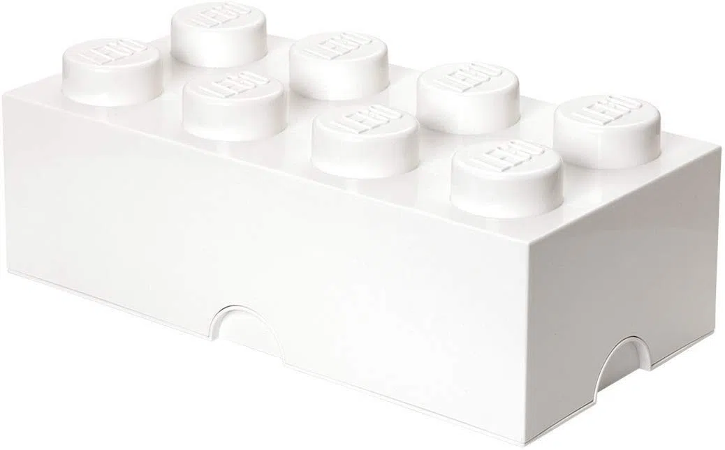 LEGO Storage Brick 8 Knobs bianco - Contenitore Impilabile 12,1 l – Scatola in Plastica con Coperchio, Organizer per Scrivania e Porta Giochi