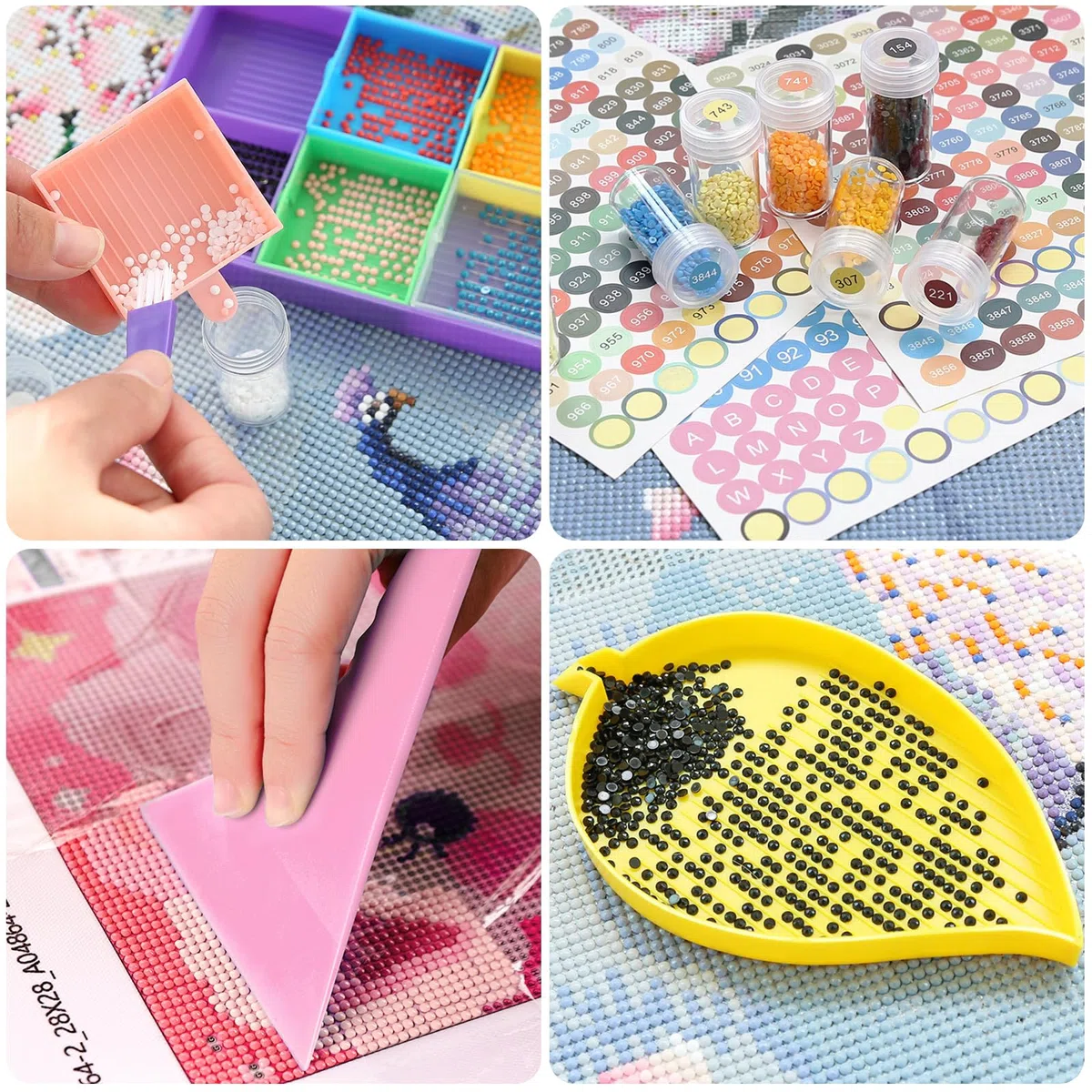 Diamond Painting Kit Completo,Diamond Painting Accessori,70 Slots Diamant Painting Accessori,Strumenti di Pittura Diamante,per Fai da Te,Gioielli,Artigianato d'Arte E Punto Croce