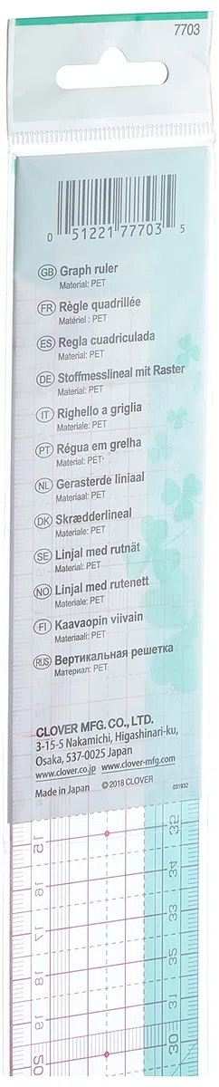 Clover Righello grafico CL7703, 50 cm, in plastica, colorato, 50 cm