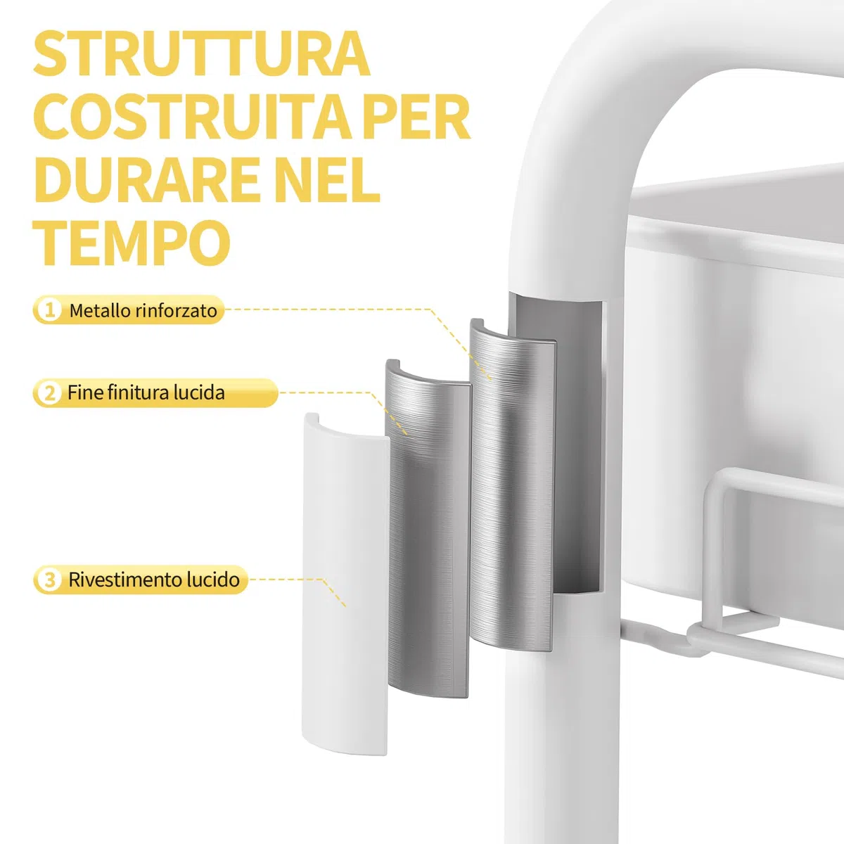 Urackify Carrello portaoggetti per varie applicazioni, carrello in metallo a 3 livelli con pannelli forati fai da te, cesti e ganci per riporre extra in cucina, bagno, ufficio, aula e altro ancora,