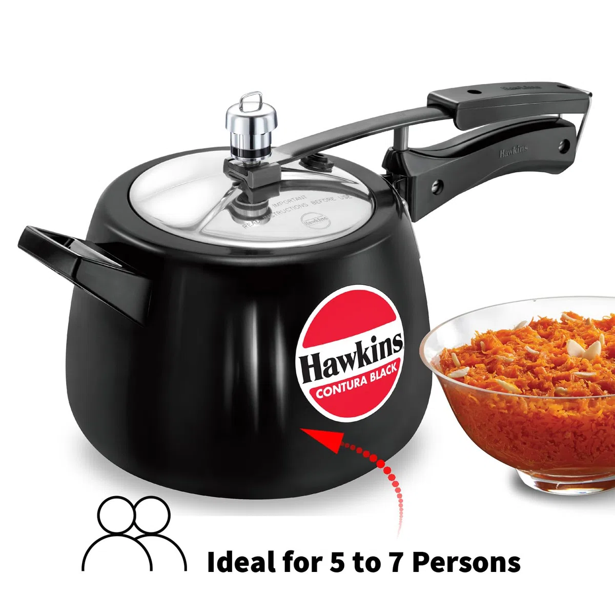 Hawkins CB40 Hard Anodised Pressure Cooker, 4-Liter, Contura Black
