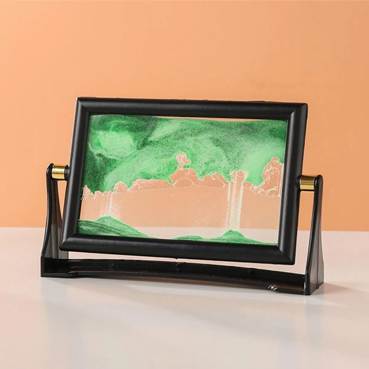 5-10 Pollici Pittura Di Sabbia Che Scorre Movimento Liquido Sabbia In Movimento 3D Paesaggio Decorazione Da Scrivania Forma Quadrata Arte Della Sabbia In Movimento(Verde,7in)